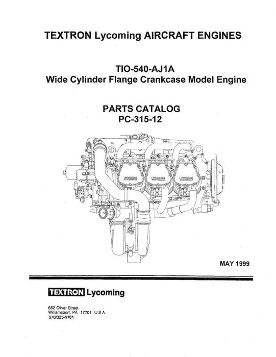 Lycoming TIO-540-AJ1A 1999 Parts Catalog PC-315-12 (PC-315-12)