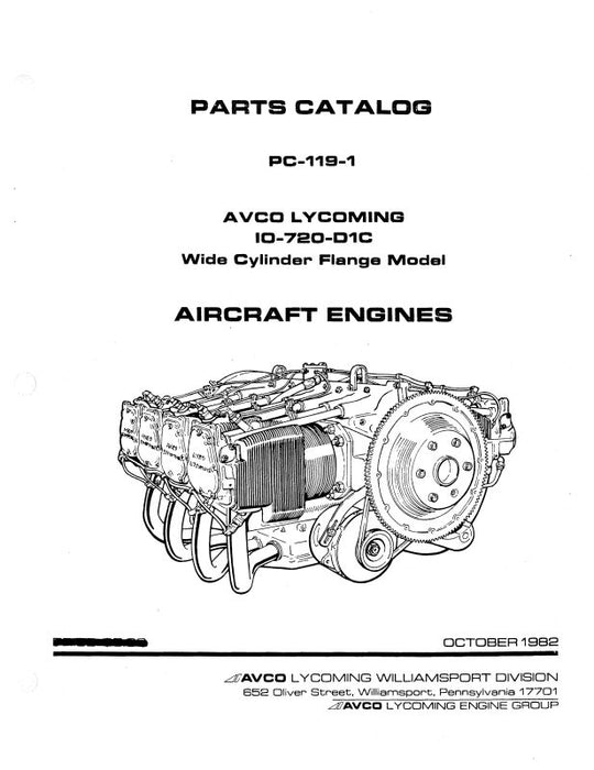 Lycoming IO-720-D1C Series, 1982 Parts Catalog PC-119-1 (PC-119-1)