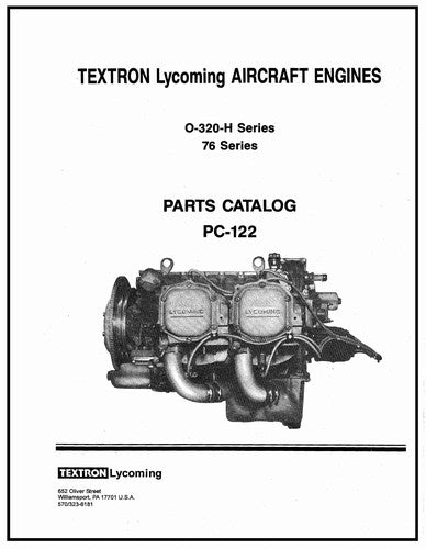 Lycoming O-320-H 76 Series 1976 Parts Catalog PC-122 (PC-122)