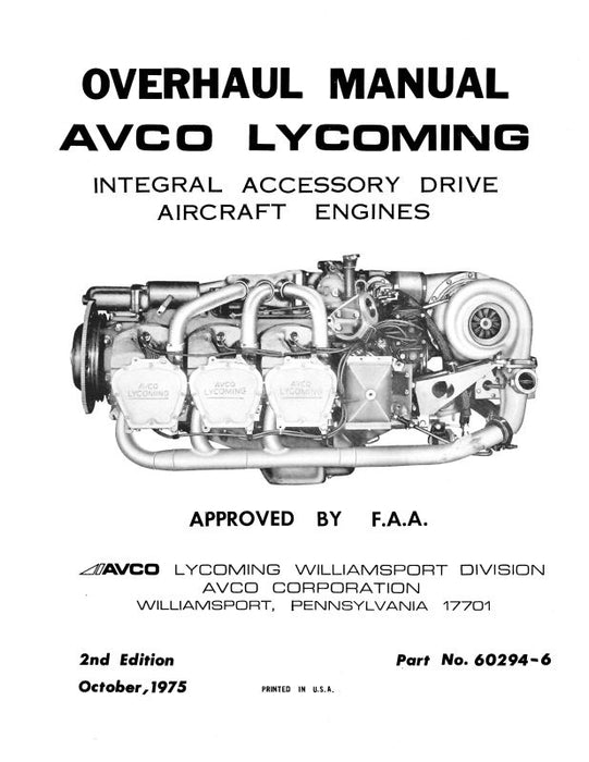 Lycoming Integral Accessory Drive 1975 Overhaul Manual (60294-6)