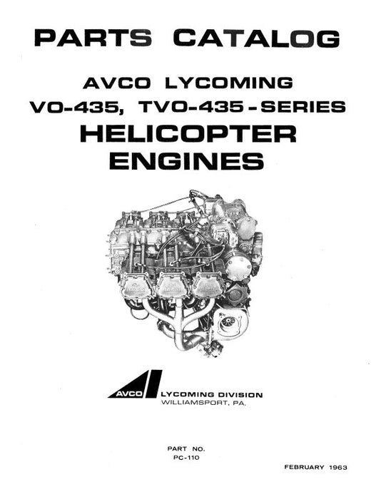 Lycoming VO-435,TVO-435 SER 1963 Parts Catalog PC-110 (PC-110)