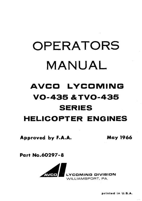 Lycoming VO-435,TVO-435 SER 1976 Operator's Manual (60297-8-1)