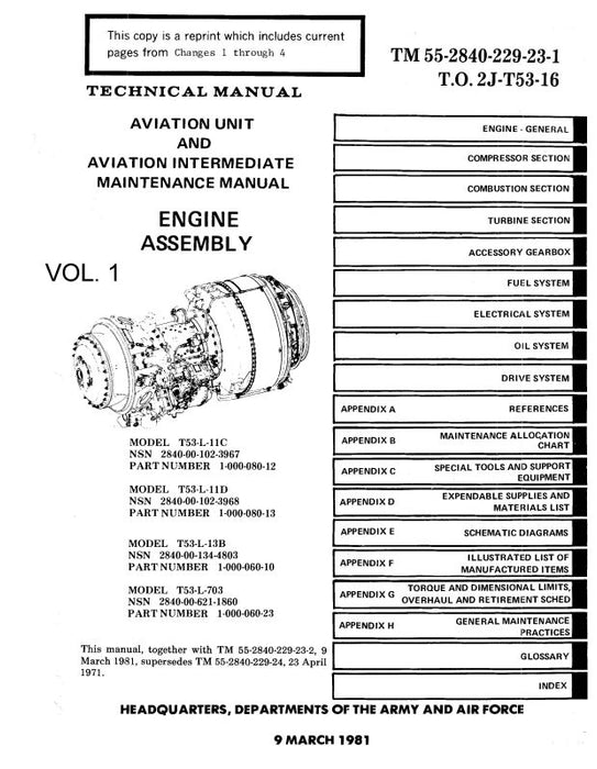 Lycoming T53-L-11C, -11D, -13B, T53L-703 Intermediate Maintenance Manual (55-2840-229-23-1)