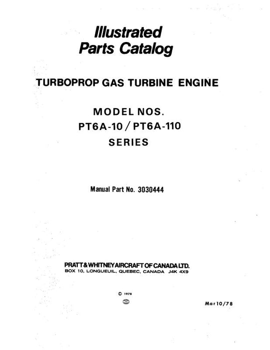 Pratt & Whitney Aircraft PT6A10PT6A110 Series Parts Catalog (303044