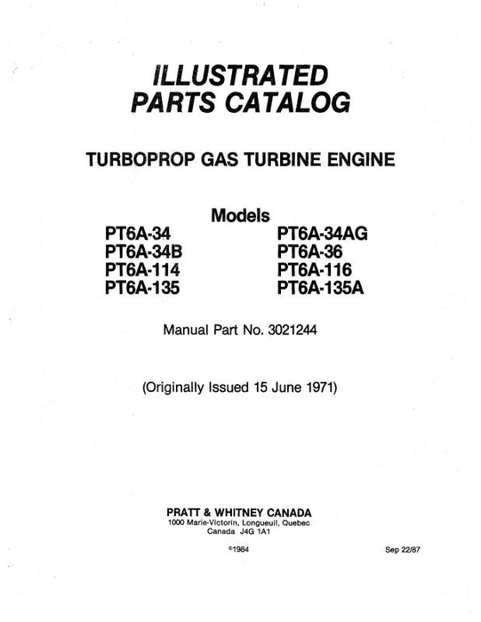 Pratt & Whitney Aircraft PT6A Series Models Parts Catalog (3021244
