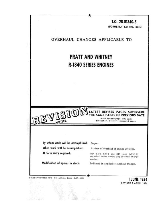 Pratt & Whitney Aircraft R-1340 Series Overhaul Changes (2R-R1340-5)