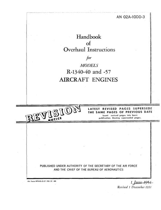 Pratt & Whitney Aircraft R-1340-40 & -57 Overhaul Instructions (02A-10DD-3)