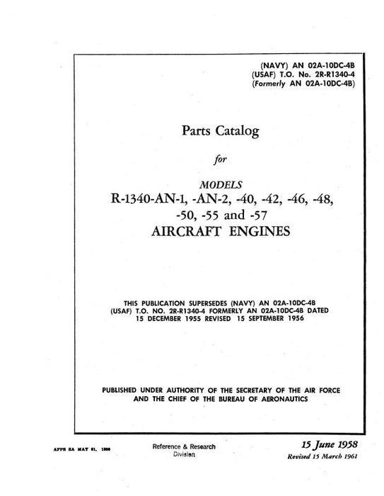Pratt & Whitney Aircraft R-1340 Series Parts Catalog (02A-10DC-4B)