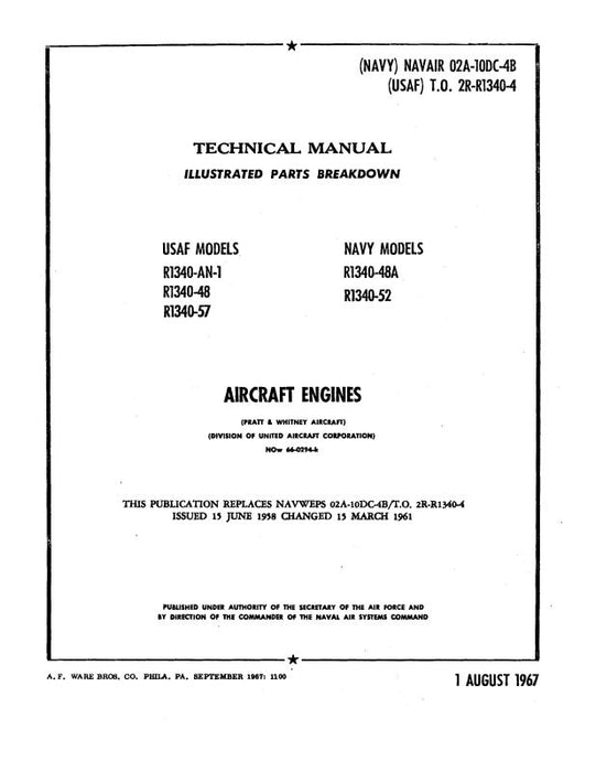 Pratt & Whitney Aircraft USAF & Navy Models Parts Catalog (2R-R1340-4)