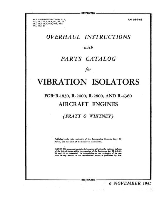 Pratt & Whitney Aircraft R-1830,2000,2800&4360 Overhaul Instructions and Parts Catalog (3/1/1962)