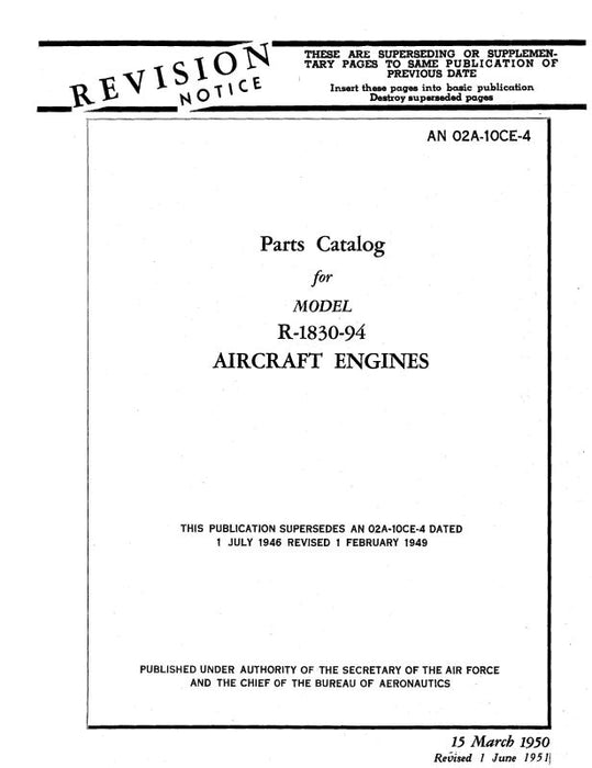 Pratt & Whitney Aircraft R-1830-94 Series Parts Catalog (02A-10CE-4)