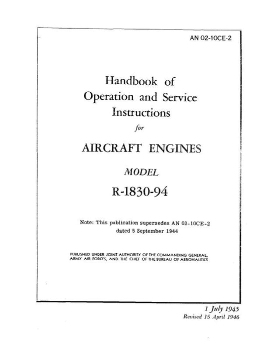 Pratt & Whitney Aircraft R-1830-94 Series Operating Instructions (02-10CE-2)