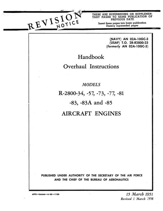 Pratt & Whitney Aircraft R-2800 Series Overhaul Instructions (02A-10GC-3)