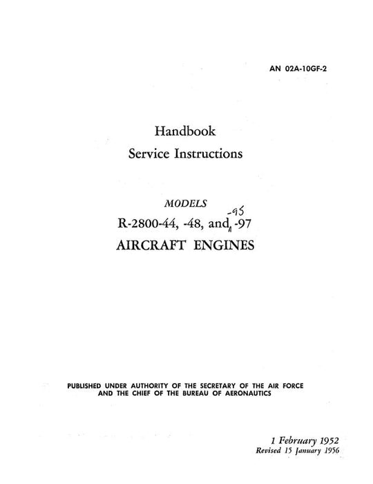 Pratt & Whitney Aircraft R-2800-44,-48,-95,-97 Maintenance Instructions Manual (02A-10GF-2)