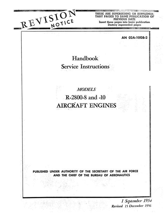 Pratt & Whitney Aircraft R-2800-8 & R-2800-10 Series Service Instructions (02A-10GB-2)