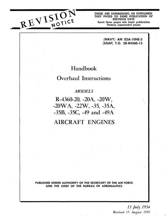 Pratt & Whitney Aircraft R-4360 Series Overhaul Instructions (02A-10HE-3)