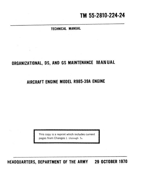 Pratt & Whitney Aircraft R-985-39A Engine Technical Manual (55-2510-224-24)