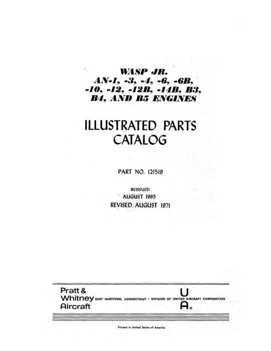 Pratt & Whitney Aircraft R985-AN-1,3,4,6,6B,10,12, 1965 Illustrated Parts Catalog (121519)