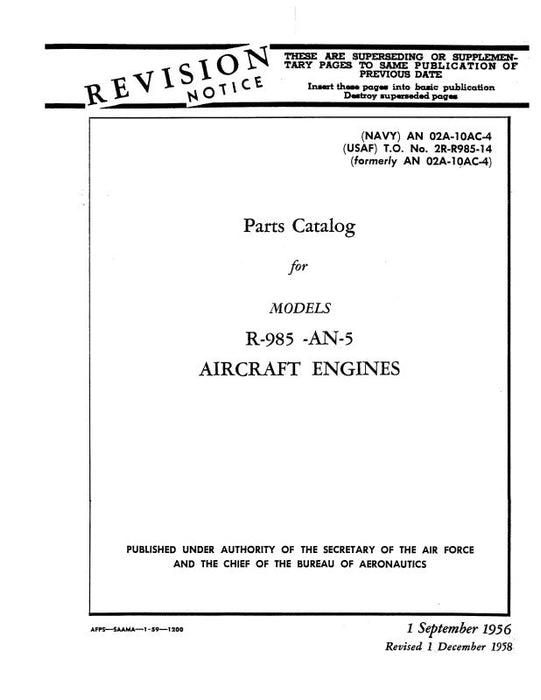 Pratt & Whitney Aircraft R985AN5 Parts Catalog (0210AC4) — Essco