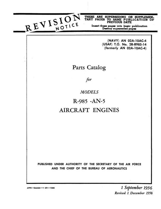 Pratt & Whitney Aircraft R985-AN-5 Parts Catalog (02-10AC-4)