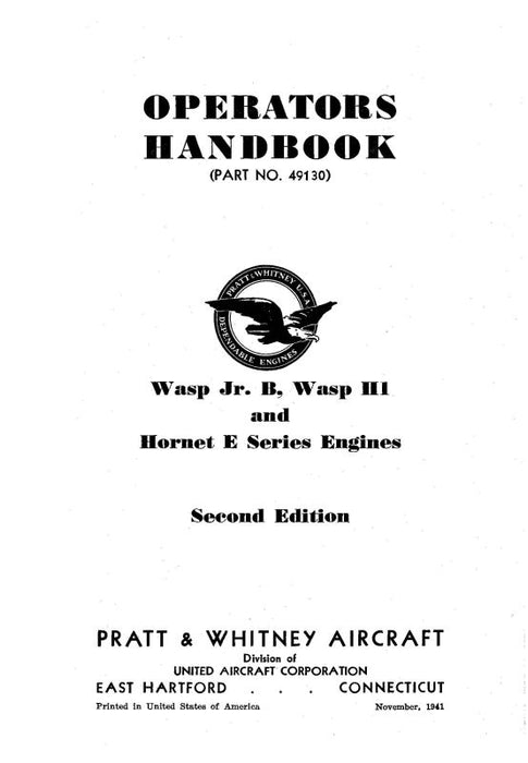 Pratt & Whitney Aircraft Wasp Series Operator's Handbook (49130)