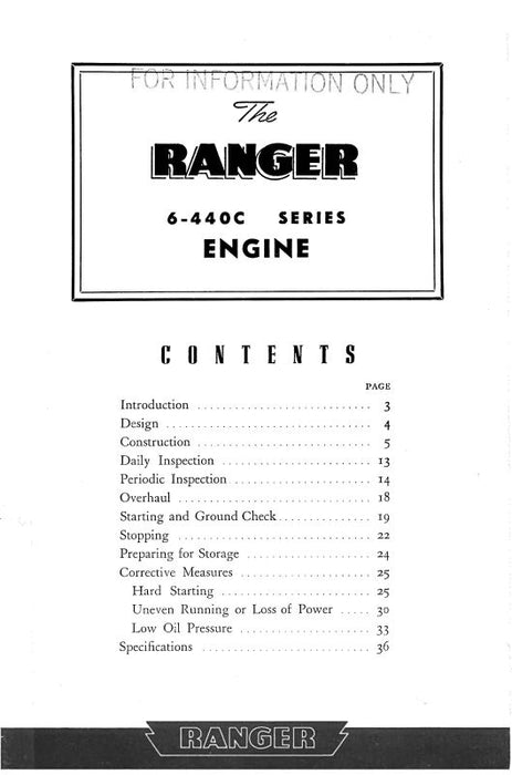 Ranger 6-440C Series Engines Operation (RG6440COP)