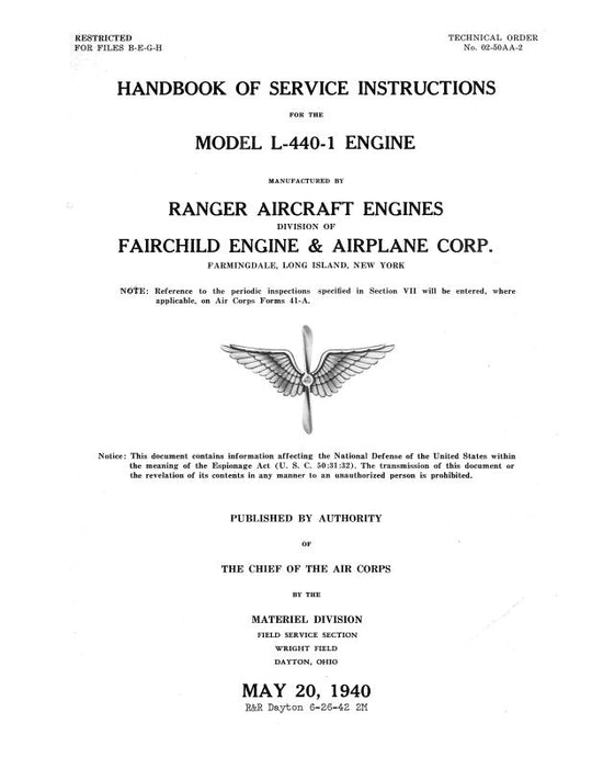 Ranger L-440-1 Engine Maintenance Instructions (02-50AA-2)