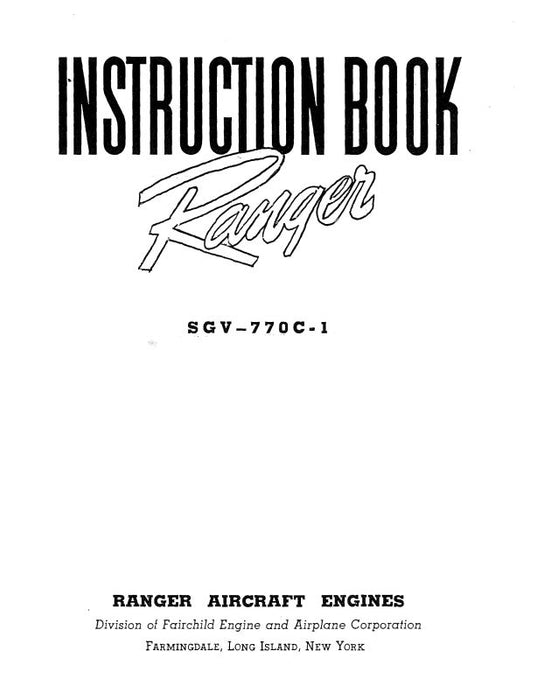 Ranger SGV-770C-1 Instruction Book (RGSGV770C1-IN-C)