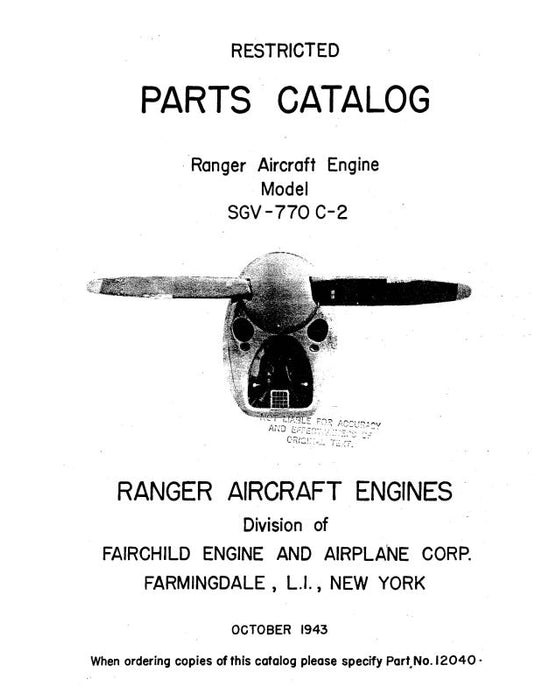 Ranger SGV-770C-2 Series 1943 Parts Catalog (RGSGV770C2-P-C)