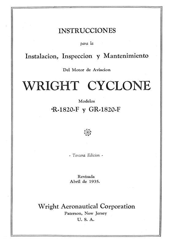 Wright Aeronautical R-1820F & GR-1820-F 1935 Installation, Inspection ...