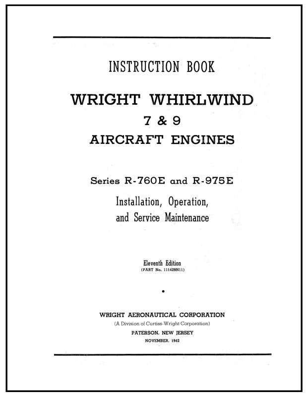 Wright R 975 Exploded View Wright Aeronautical Whirlwind 7,9 R-760E & R-975E Maintenance Manual ...