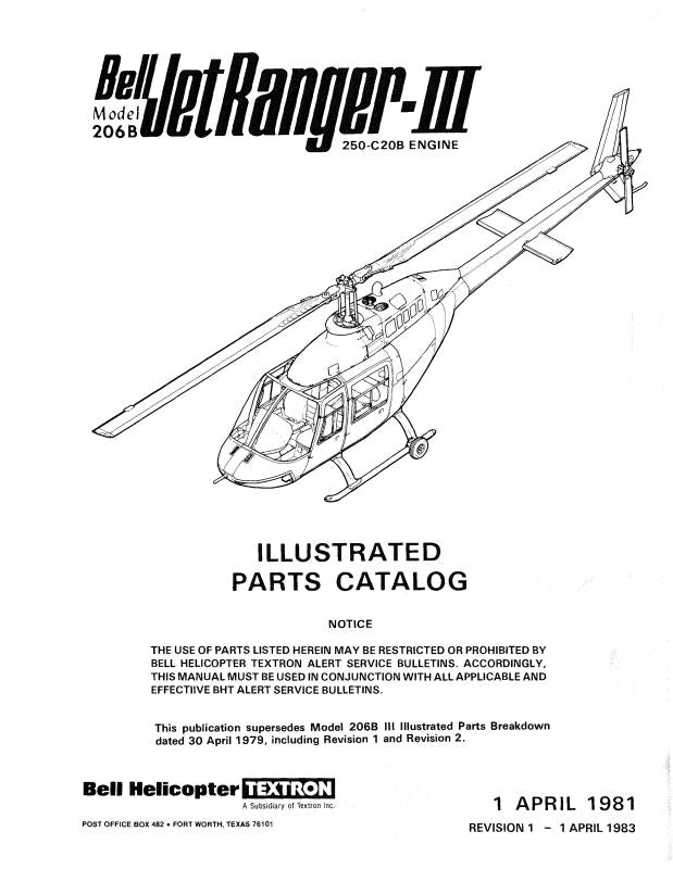 ぴょんページ Bell Helicopter 206B 1981 Illustrated Parts Catalog — Essco Aircraft