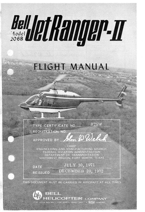 Bell Helicopter 206B Bell Jet Ranger II Flight Manual