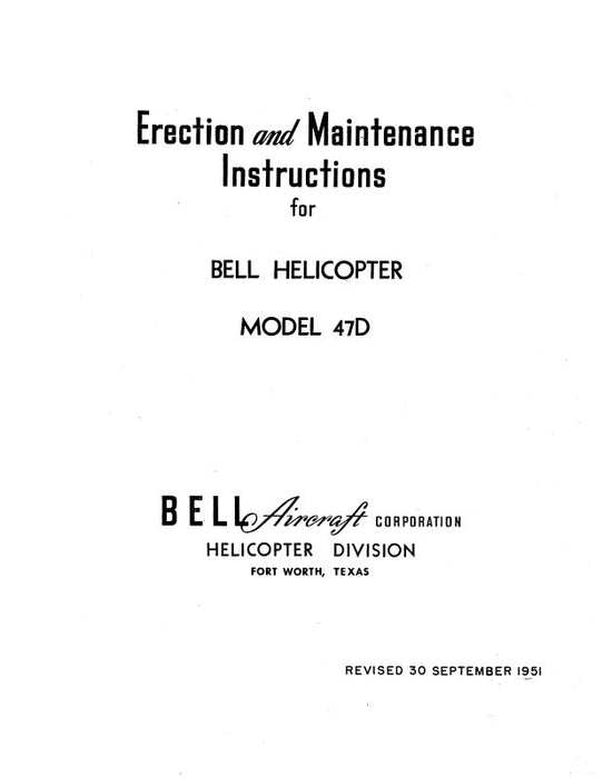 Bell Helicopter 47D Erection & Maintenance Instructions