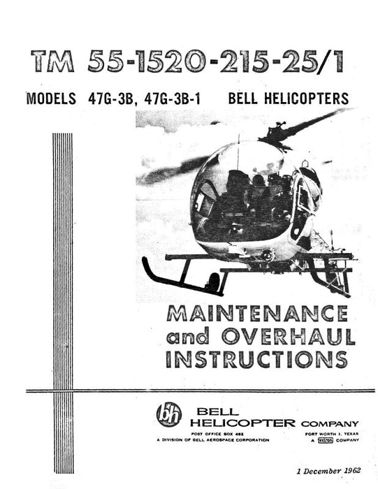 Bell Helicopter 47G-3B, 47G-3B-1 1962 Maintenance & Overhaul Instructions
