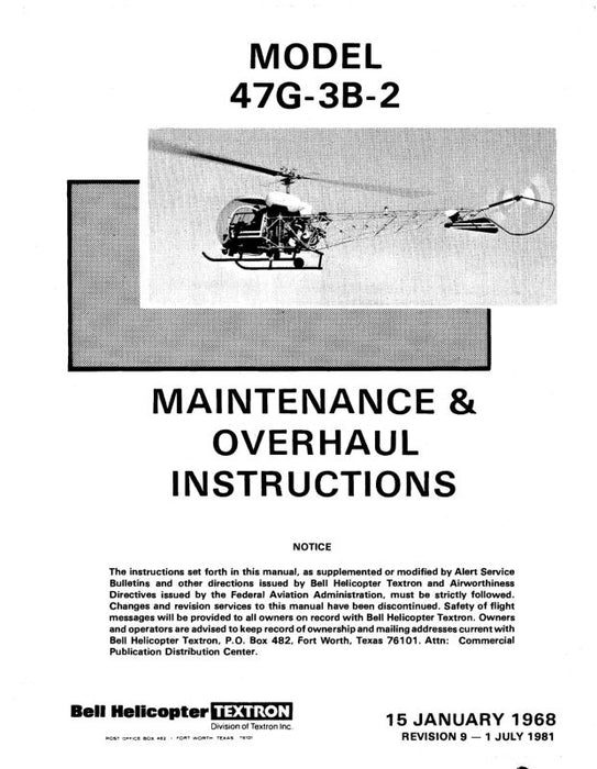Bell Helicopter 47G-3B-2 Maintenance & Overhaul Instructions
