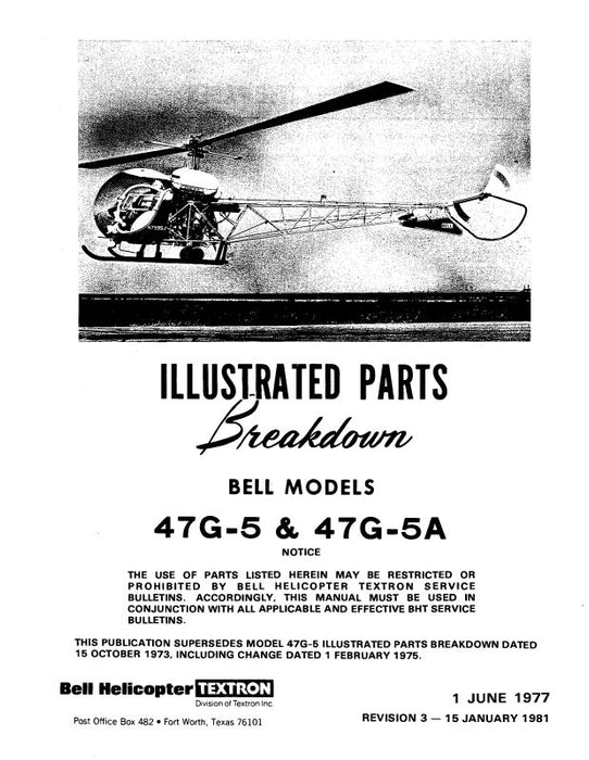 Bell Helicopter 47G-5 & 47G-5A Illustrated Parts Breakdown