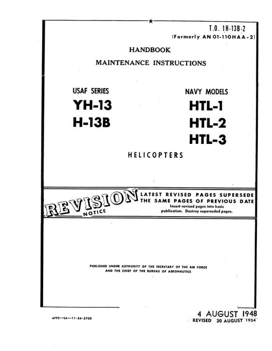 Bell Helicopter H-13B,YH-13,HTL-1,2,3 1948 Maintenance Instructions