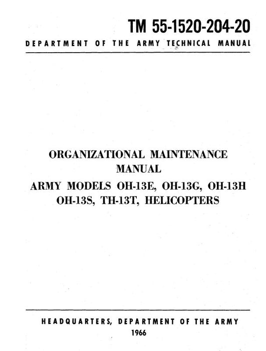 Bell Helicopter OH-13E,G,H,S,&TH-13T 1966 Organizational Maintenance Manual