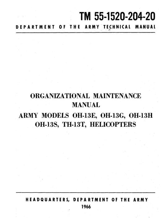 Bell Helicopter OH-13E,G,H,S,&TH-13T 1966 Organizational Maintenance Manual