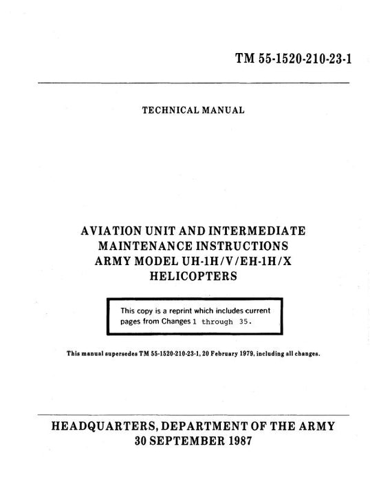 Bell Helicopter UH-1H-V-EH-1H-X 1987 Maintenance Instructions