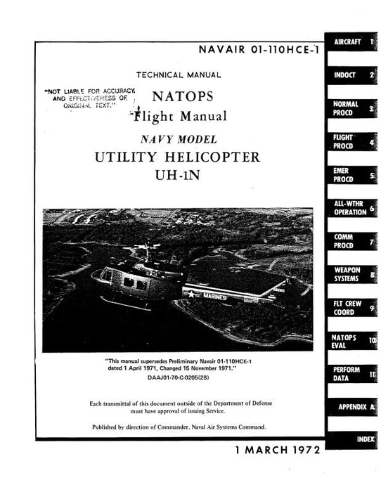 Bell Helicopter UH-1N 1972 Flight Manual