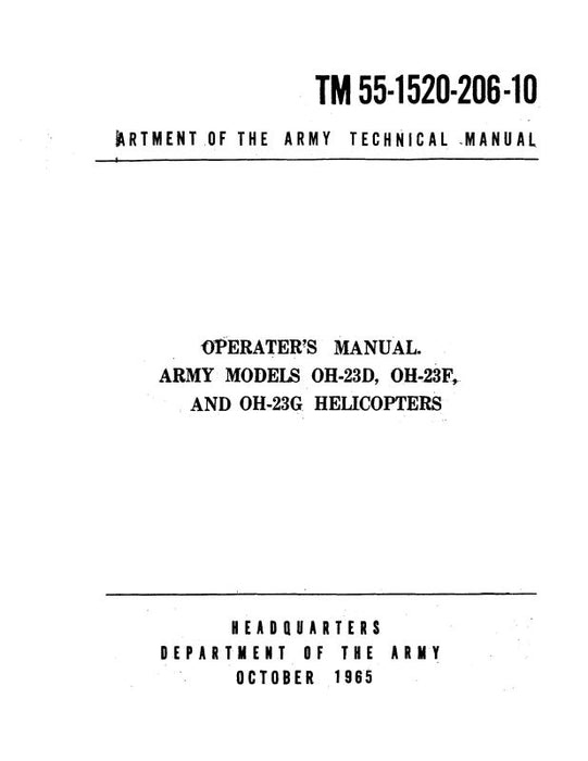Hiller Helicopters OH-23D,F,G 1965 Operator's Manual (55-1520-206-10)
