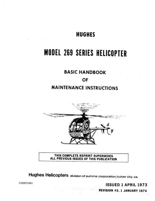 Hughes Helicopters 269 Series Helicopter 1973 Maintenance Manual (COD371001)