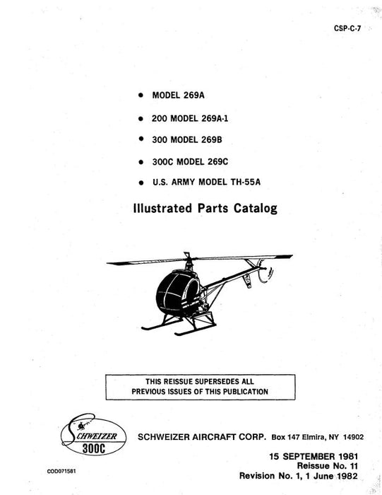 Hughes Helicopters 269A,A-1,B,C,TH-55A Illustrated Parts Catalog (CSP-C-7)