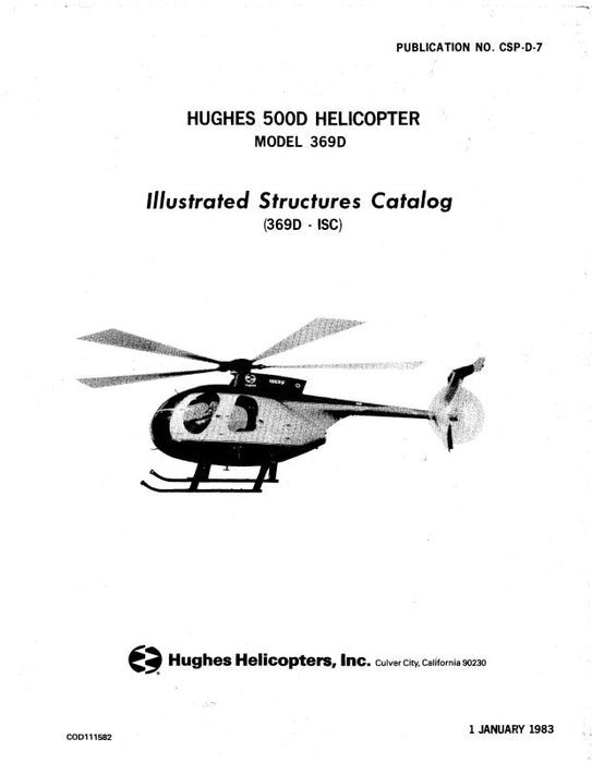Hughes Helicopters 500D Model 369D 1983 Illustrated Structures Catalog (CSP-D-7)