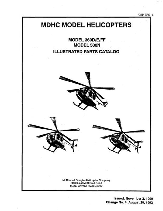 Hughes Helicopters 500N Model 369D-E-FF 1990 Illustrated Parts Catalog (CSP-IPC-4)