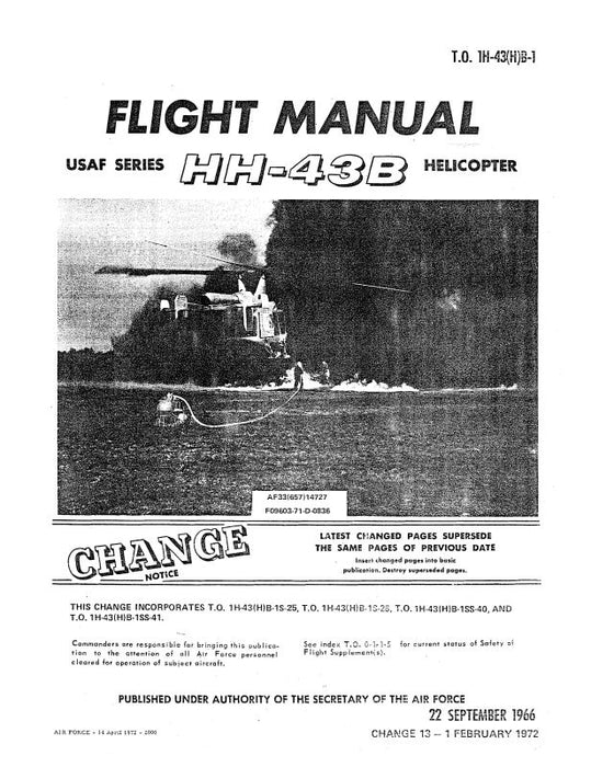 Kaman Helicopters HH-43B Helicopter 1966 Flight Manual (1H-43(H)B-1)