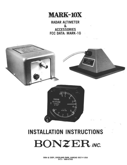 Bonzer Inc Mark-10X Radar Altimeter &Acc. Installation (BZMARK10X-IN-C)