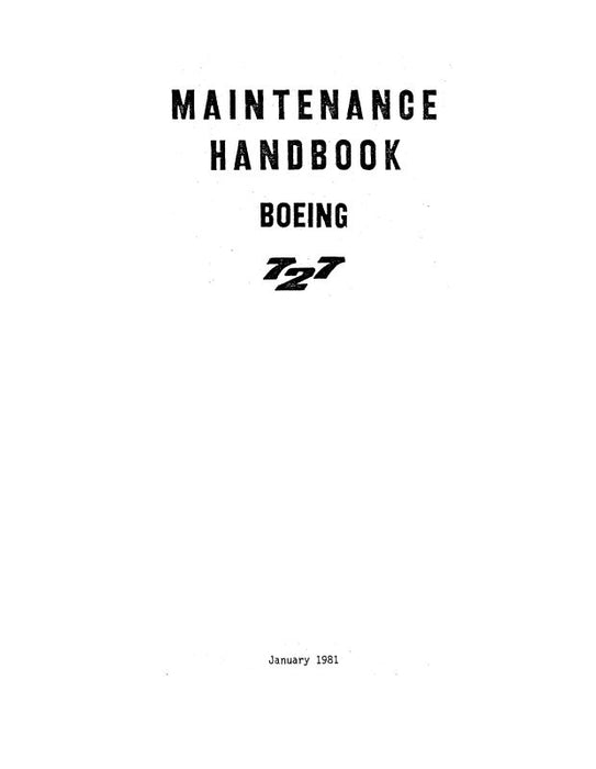 B727 Checklist Boeing 727 Boeing Maintenance Manual (BO727-M-C) — Essco Aircraft